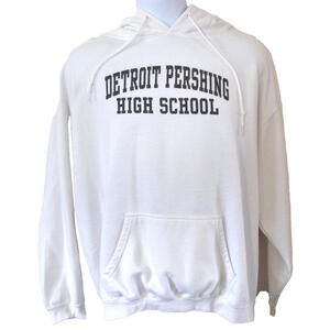 Bespoke Mens Detroit Pershing High School Detroit MI White Hoodie Unisex XL